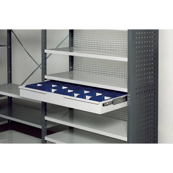 Skuffe til en V06 st&aring;lreol 1000x500mm, lys gr&aring; 