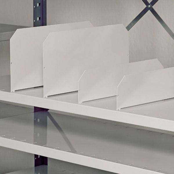 Deleplade til V06 hylder 100x300mm lysegr&aring; RAL 7035