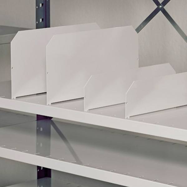Deleplade til V06 hylder 100x400mm lysegr&aring; RAL 7035