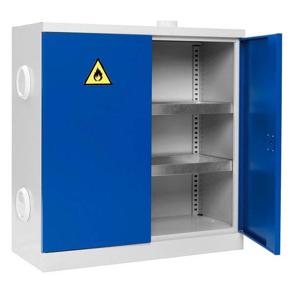 Kemikalieskab SMV med 2 hylder 1040x1000x435mm, bl&aring; d&oslash;re