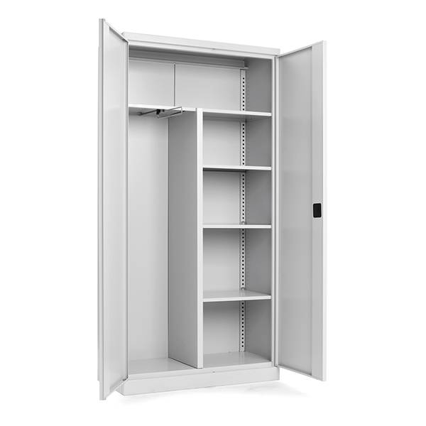 Opbevaringskab i st&aring;l med 4 hylder 1000x435x1990mm lys gr&aring;