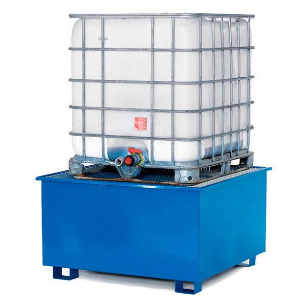 Spildbakke til opbevaring af &eacute;n IBC-container, bl&aring; 