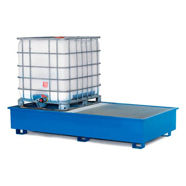 Spildbakke til opbevaring af to IBC-containere, bl&aring; 