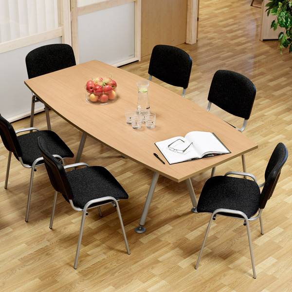 Consensus konferencebord bådformet 200x90cm med bøg bordplade