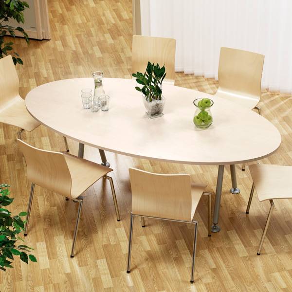 Konferencebord b&aring;dformet 200x120cm birk laminat