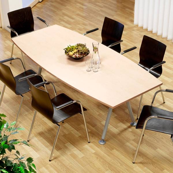 Consensus konferencebord bådformet 200x90cm med birk bordplade
