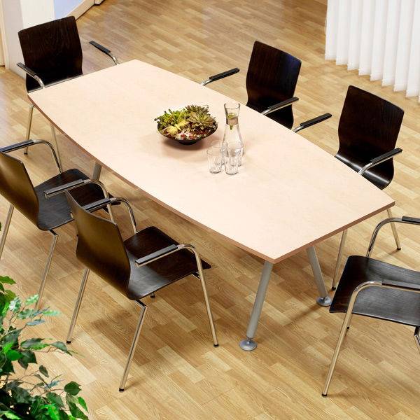 Consensus konferencebord b&aring;dformet 200x90cm med birk bordplade