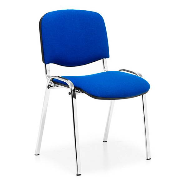ISO konferencestol med krom ben og blå stof