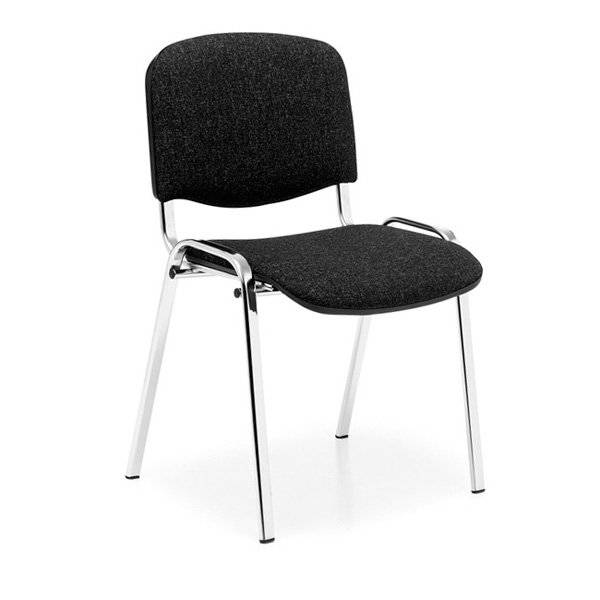 ISO konferencestol med krom ben og gr&aring; stof