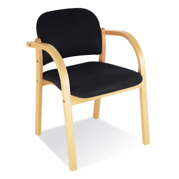 Elva konferencestol med bøg stel og sort stof