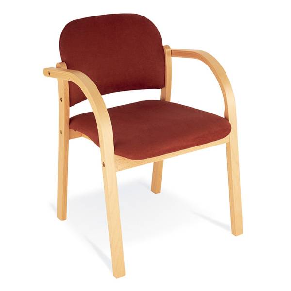 Elva konferencestol med b&oslash;g stel og vinr&oslash;d stof