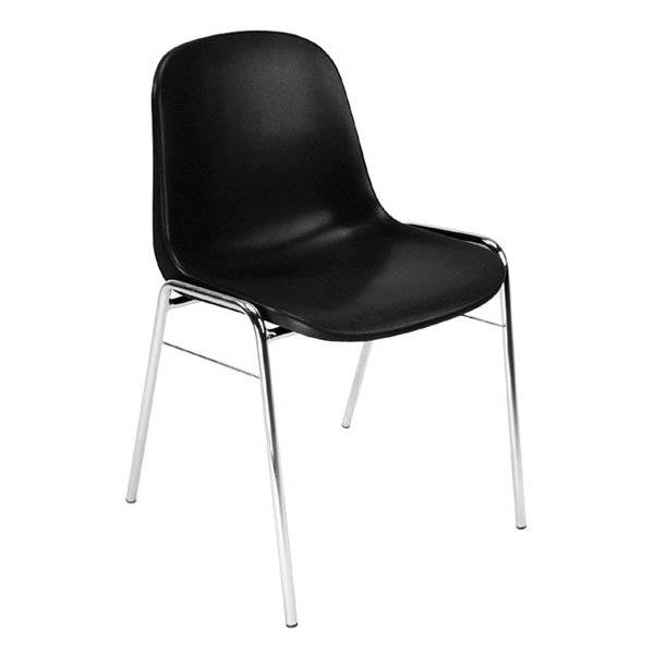 Beta stabelbar plastikstol sort med krom stel