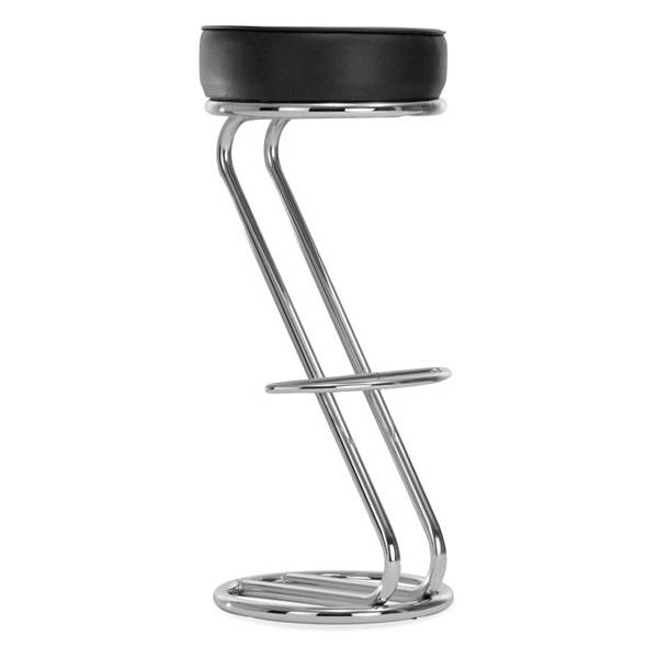 Zeta barstol med kraftig sort pude og krom stel