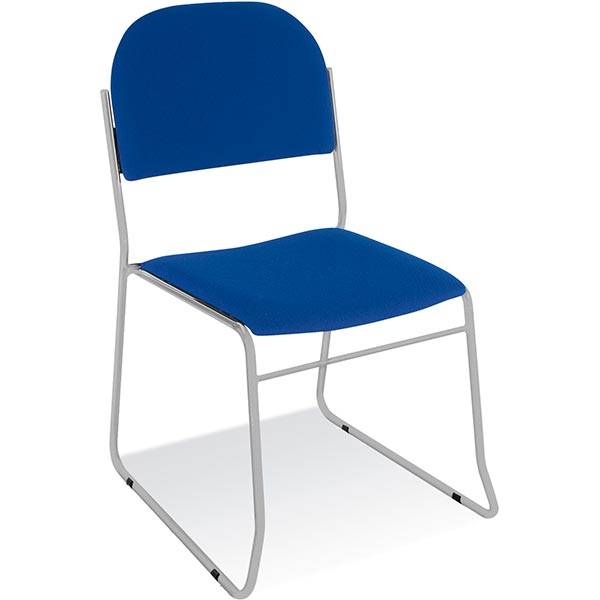 Vesta konferencestol med alugr&aring; ben og bl&aring; stof