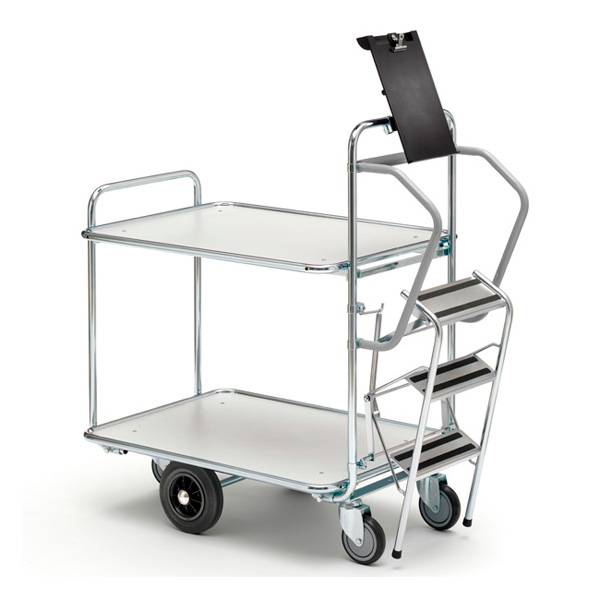 Plukkevogn 2 hylder 1110x620x1530mm med h&oslash;jt ergonomisk greb