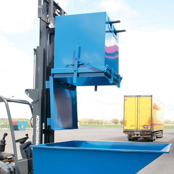 Bundt&oslash;mmende container med automatisk &aring;bning, 1800 liter, bl&aring;