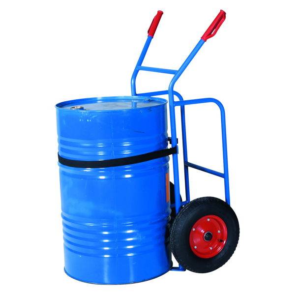 S&aelig;kke- og t&oslash;ndevogn til transport af 200 liters t&oslash;nder, bl&aring;