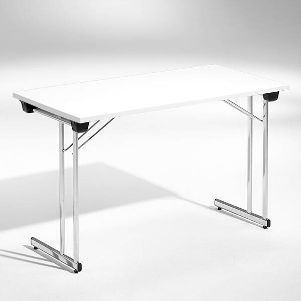 Kongress klapbord 120x50cm hvid med krom stel