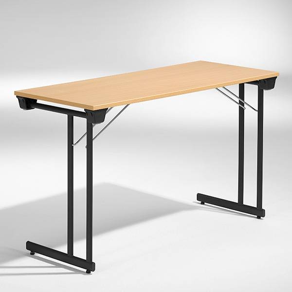 Kongress klapbord 120x50cm b&oslash;g med sort stel