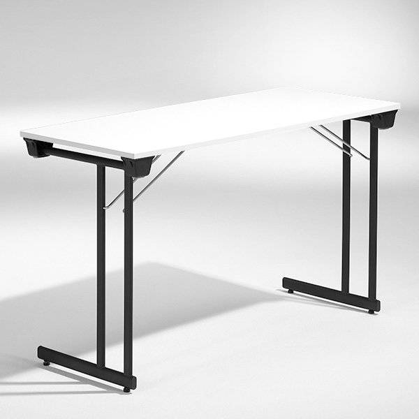 Kongress klapbord 120x50cm hvid med sort stel