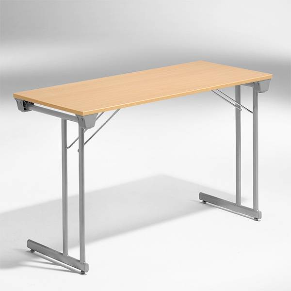 Kongress klapbord 120x50cm b&oslash;g med alugr&aring; stel