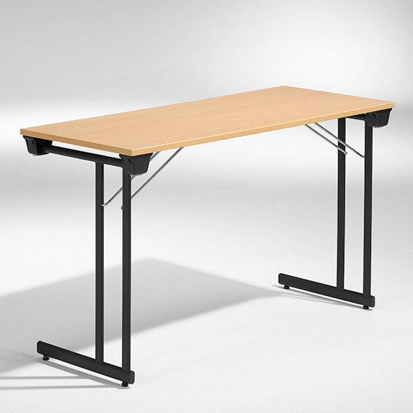 Kongress klapbord 120x60cm b&oslash;g med sort stel
