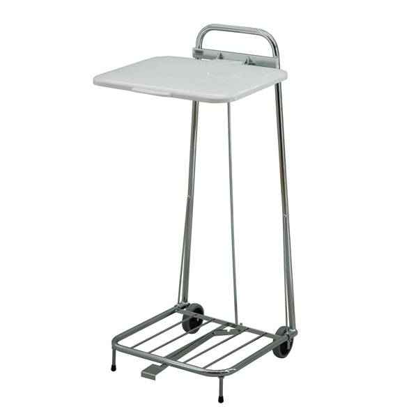 Affaldsstativ mobil med hvidt låg til 60 liter poser