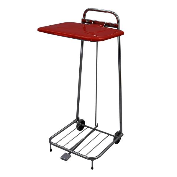 Affaldsstativ mobil med rødt låg til 125 liter poser