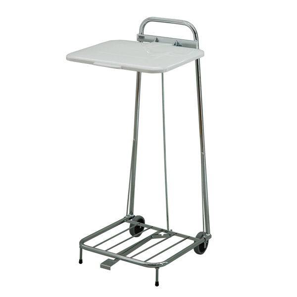 Affaldsstativ mobil med hvidt l&aring;g til 125 liter poser