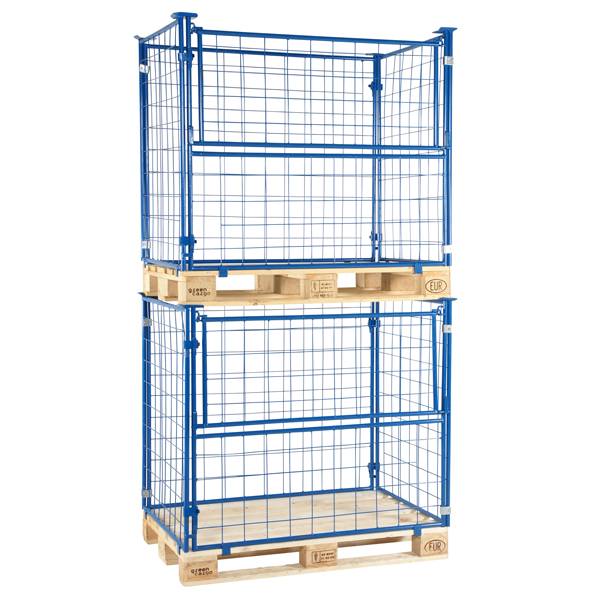 Pallebur til EUR-palle, stabel- og foldbart, h&oslash;jde 120cm, bl&aring;t