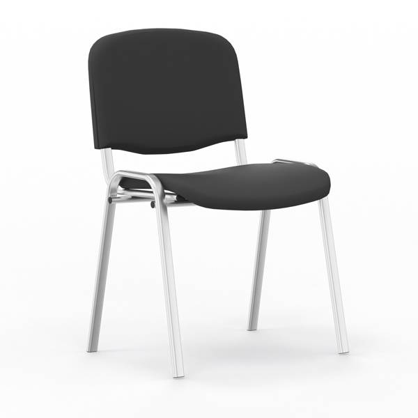 Iso konferencestol i sort tekstil med alugr&aring; stoleben