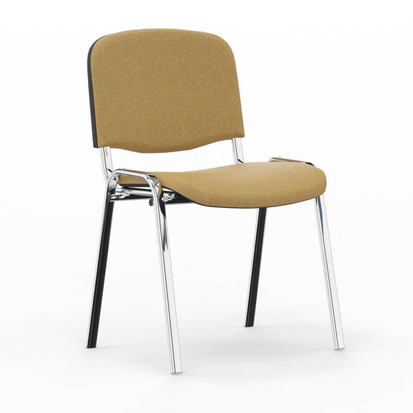 Iso konferencestol i gylden tekstil med krom stoleben