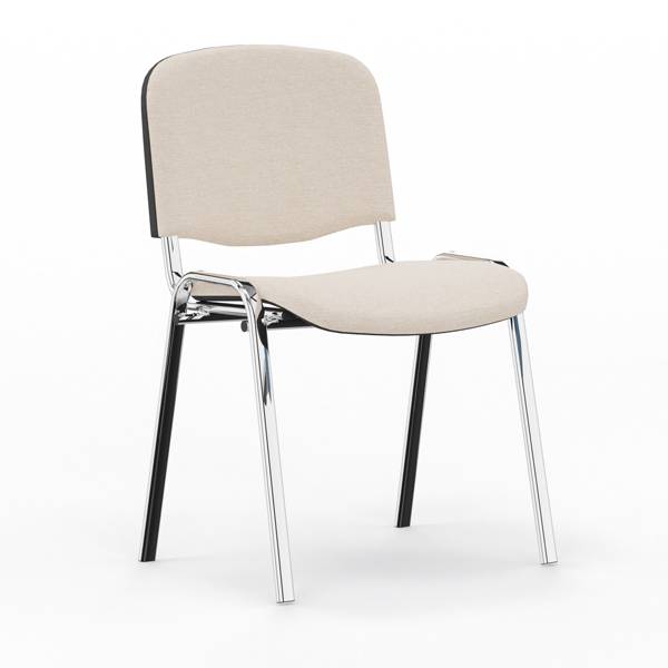Iso konferencestol i sand farvet tekstil med krom stoleben