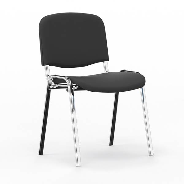 Iso konferencestol i sort tekstil med krom stoleben