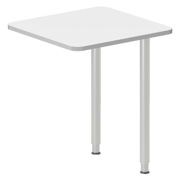 Office skrivebord tilbygning 60x60cm i hvid med alugråt stel