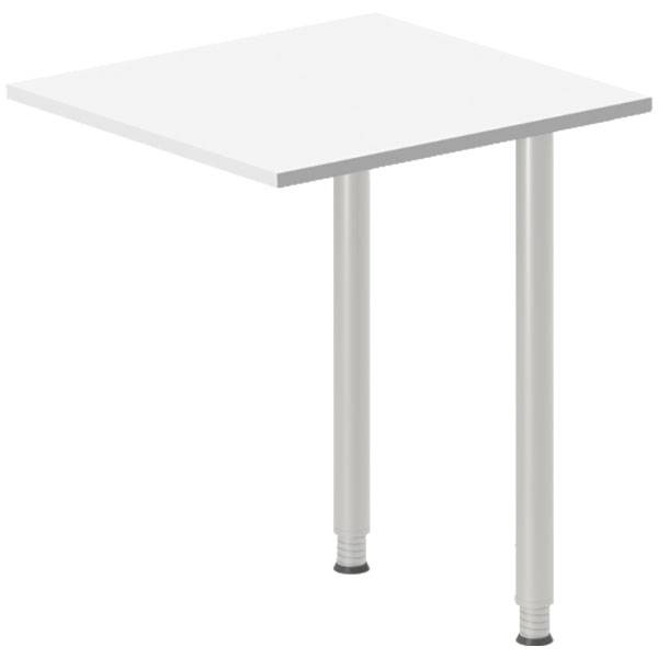 Office skrivebord tilbygning 60x60cm i hvid med alugr&aring;t stel