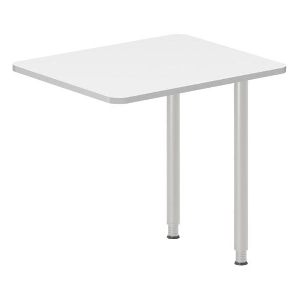 Office skrivebord tilbygning 80x60cm i hvid med alugråt stel