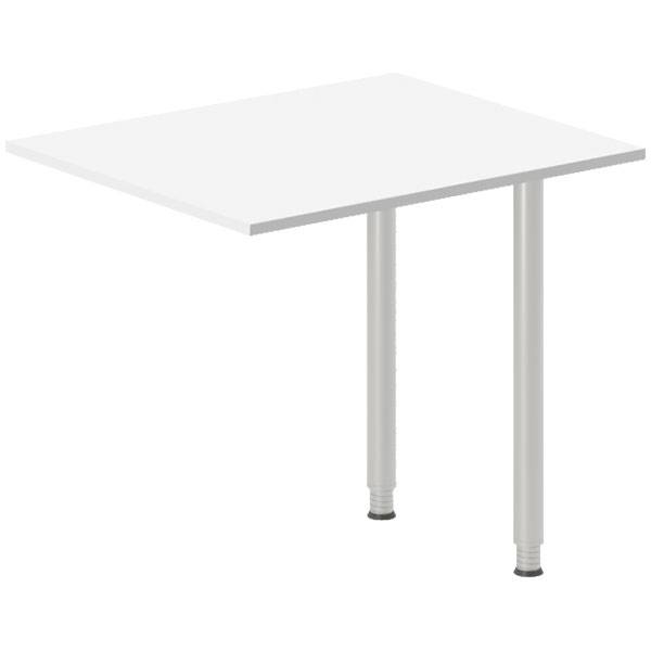 Office skrivebord tilbygning 80x60cm i hvid med alugr&aring;t stel