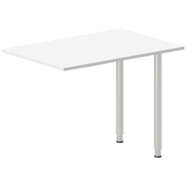 Office skrivebord tilbygning 100x60cm i hvid med alugr&aring;t stel