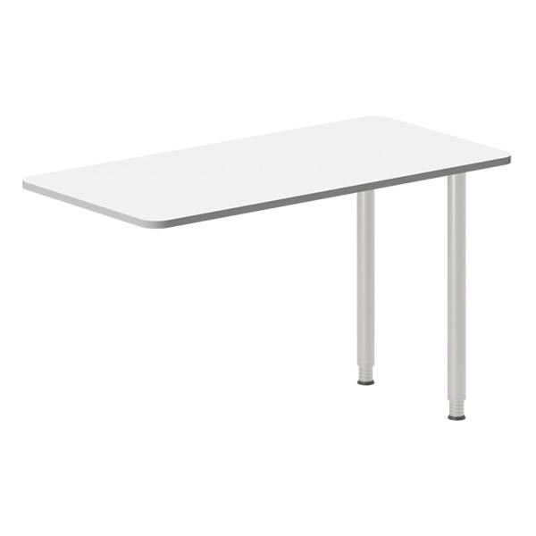 Office skrivebord tilbygning 120x60cm i hvid med alugråt stel