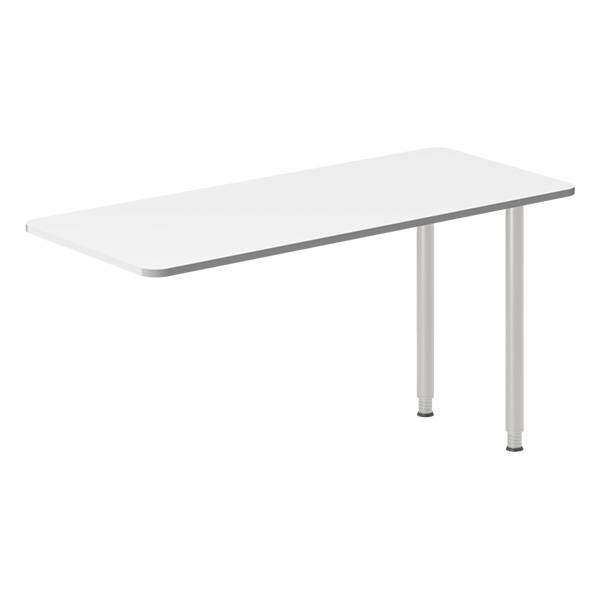 Office skrivebord tilbygning 140x60cm i hvid med alugråt stel