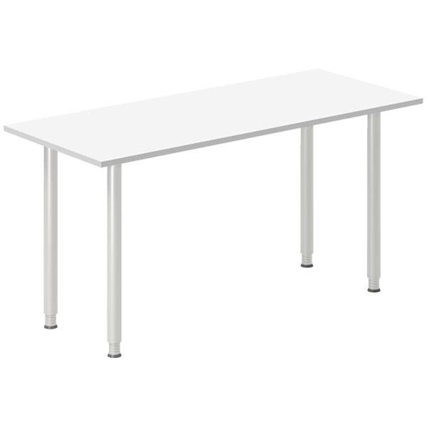 Office skrivebord tilbygning 140x60cm i hvid med alugr&aring;t stel