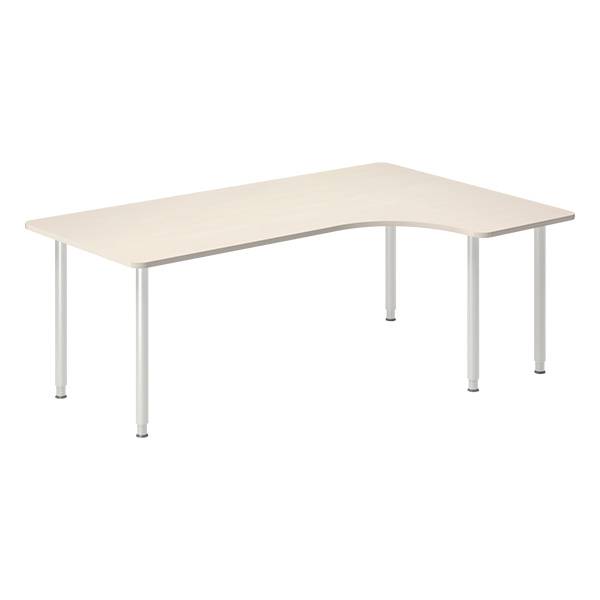 Office skrivebord højrevendt 200x120cm birk med alugråt stel