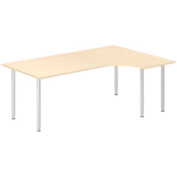 Office skrivebord h&oslash;jrevendt 200x120cm birk med alugr&aring;t stel