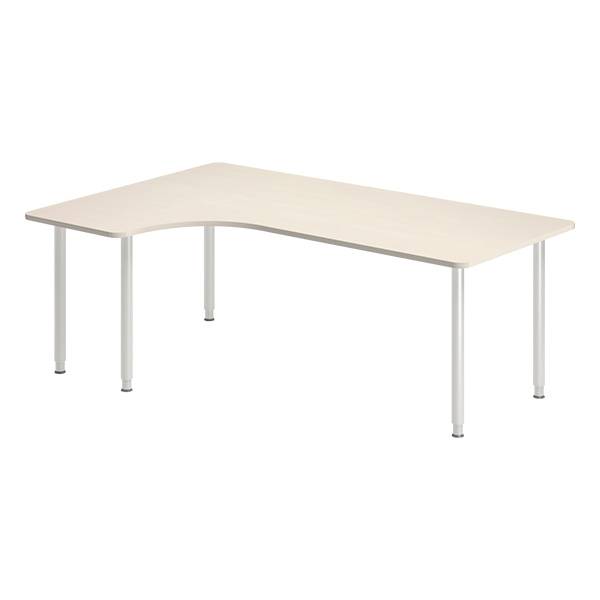 Office skrivebord venstrevendt 200x120cm birk med alugråt stel