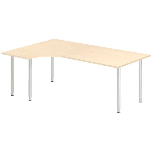 Office skrivebord venstrevendt 200x120cm birk med alugr&aring;t stel