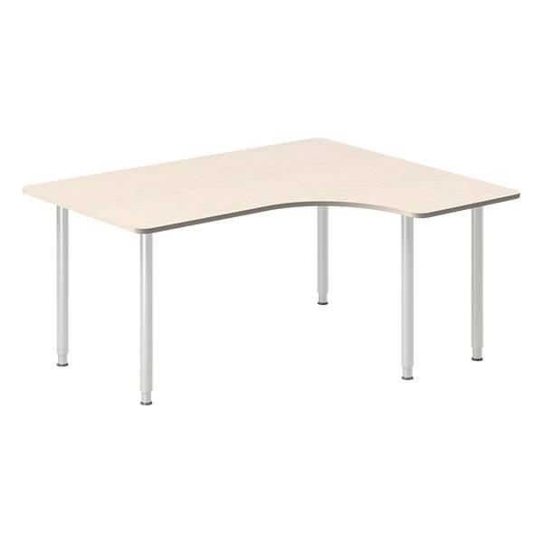 Office skrivebord højrevendt 160x120cm birk med alugråt stel