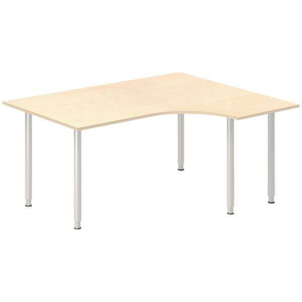 Office skrivebord h&oslash;jrevendt 160x120cm birk med alugr&aring;t stel