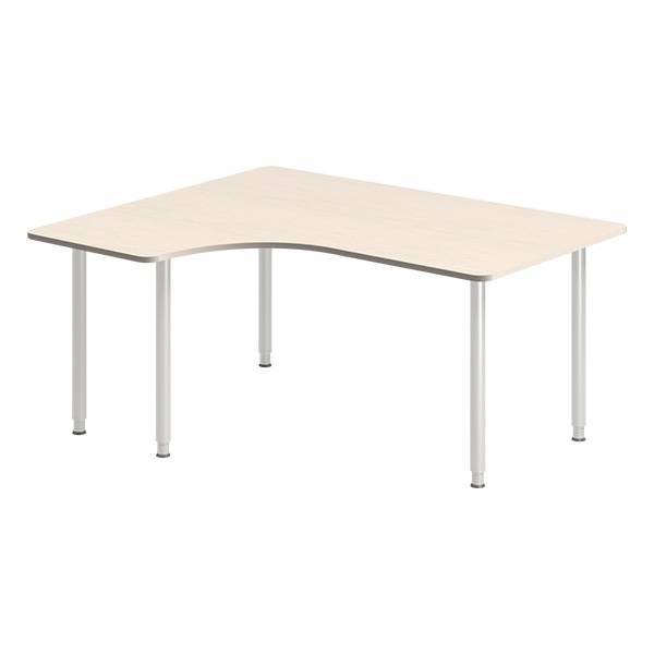 Office skrivebord venstrevendt 160x120cm birk med alugråt stel