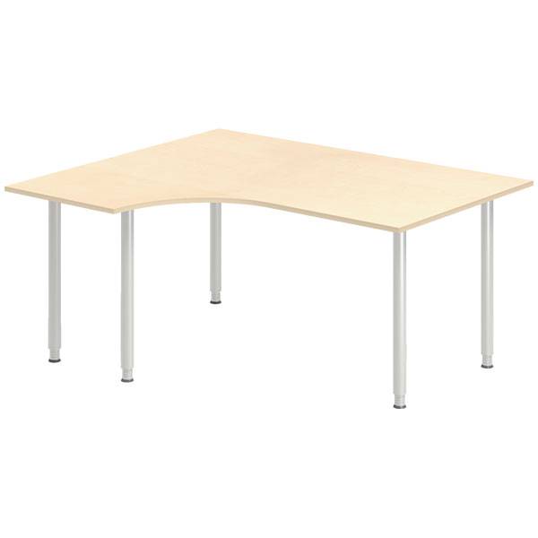 Office skrivebord venstrevendt 160x120cm birk med alugr&aring;t stel